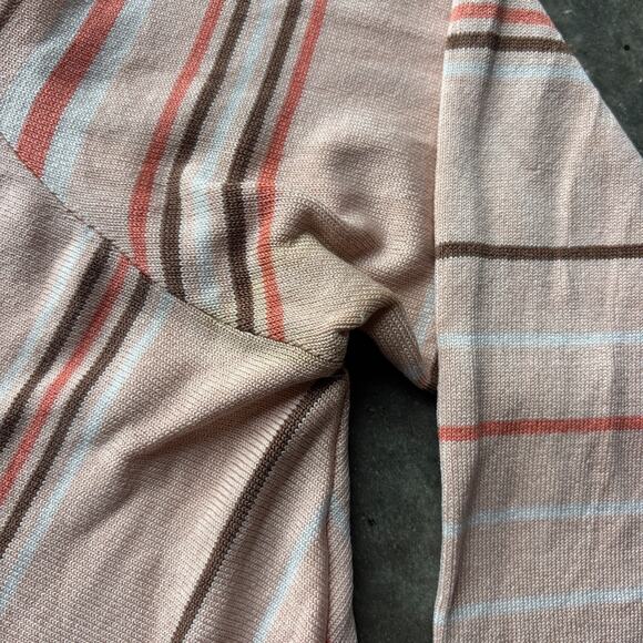 Guess Collection Long Sleeve Blouse Womens M Peach Brown Striped Square Neck Top - Picture 5 of 14